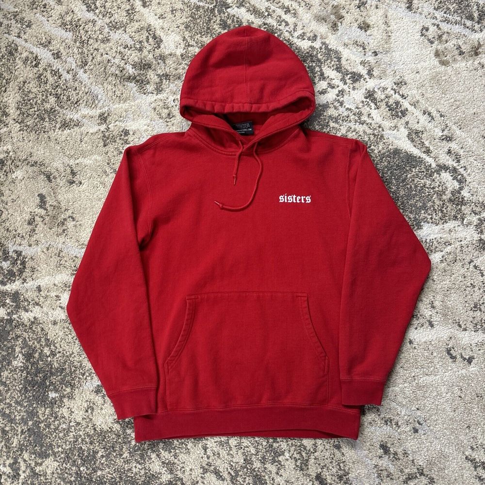 James Charles Sisters Pullover Red Hoodie Size Medium Safety Pin